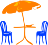 Table With Umbrella And Chairs Clip Art
